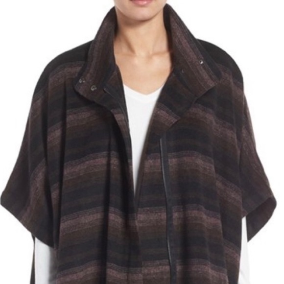 Cupcakes & Cashmere Stevie Wool Blend Zip Up Blanket Coat Jacket Cape Size Small - Picture 2 of 10